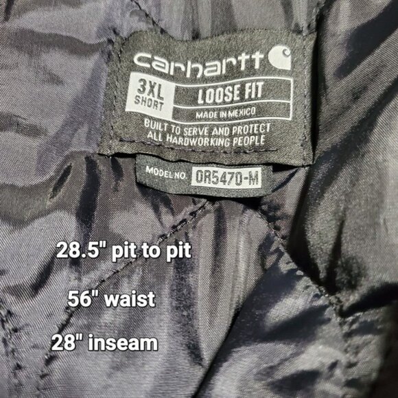 Carhartt Quilted Double Knee Bib Overalls Men's Size 3X Short NWOT Insulated - Picture 8 of 8